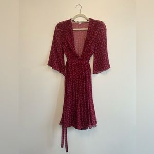 DVF Diane von Furstenberg Alicia BALLET ROSE Garnet Silk Wrap Dress 6